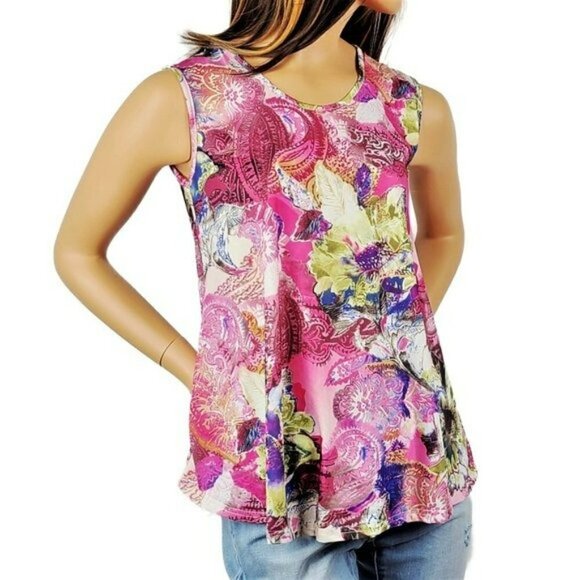 NWT Floral Print Sleeveless Blouse Tunic - Picture 1 of 5